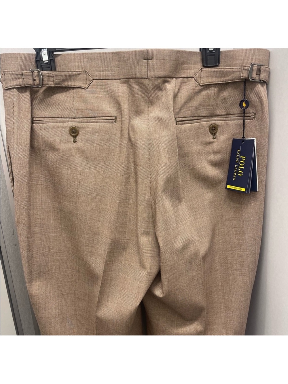 NWT Polo Ralph Lauren Men’s Dress Pants in Light Tan Plaid Sz 34 x 33